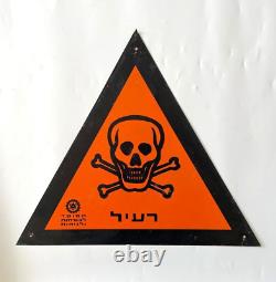 Vintage Rare Israeli Metal Danger Poison Sign Hebrew Israel