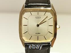 Vintage Rare Japan Luxury Beautiful Gold Plated Alarm Men's Watch Citizen2400