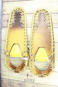 Vintage Rare LL Bean Brown Leather Metal Frame Winter Walker Snowshoes 25x8.5