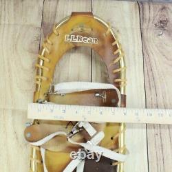 Vintage Rare LL Bean Brown Leather Metal Frame Winter Walker Snowshoes 25x8.5