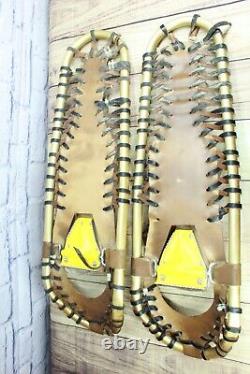 Vintage Rare LL Bean Brown Leather Metal Frame Winter Walker Snowshoes 31x 9