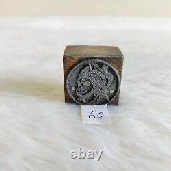 Vintage Rare Lord Hanuman Metal Wooden Old Printing Stamp Seal Decorative 60