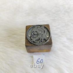 Vintage Rare Lord Hanuman Metal Wooden Old Printing Stamp Seal Decorative 60