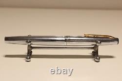 Vintage Rare Luxury Ussr Metal Chromed Fountain Pen Union With 14k Gold Nib