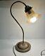 Vintage Rare Mcm Art Nouveau Metal Gooseneck Lamp Brass Base With Ruffled Shade