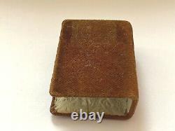 Vintage Rare Match Case Holder Metal Brown Velvet with Crown