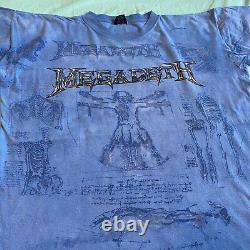 Vintage Rare Megadeth All Over Print AOP 1993 Crystal Rain T Shirt Size L/XL