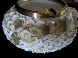 Vintage Rare Meissen Porcelain Floral Ashtray Metal Brass Band Elfinware