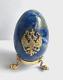 Vintage Rare Metal Blue Lapis Lazuli Gild Easter Desk Egg Coat Of Army