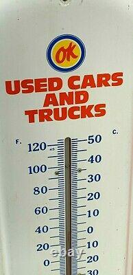Vintage Rare Metal Chevrolet OK Car Auto Thermometer Sign 27 inch gas and oil