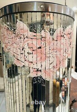 Vintage Rare Metal Glass Mirror Panel Laundry Hamper