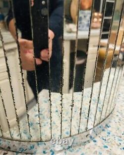 Vintage Rare Metal Glass Mirror Panel Laundry Hamper
