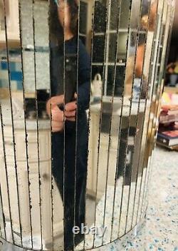 Vintage Rare Metal Glass Mirror Panel Laundry Hamper