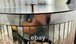 Vintage Rare Metal Glass Mirror Panel Laundry Hamper