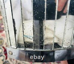 Vintage Rare Metal Glass Mirror Panel Laundry Hamper