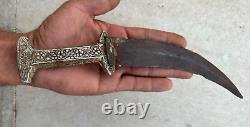Vintage Rare Metal Handle Mughal Islamic Shape Indo Persian Jamiya Katar Knife