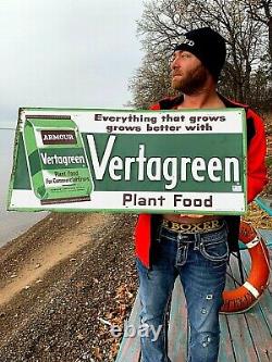 Vintage Rare Metal Vertagreen Plant Food Farm Greenhouse Sign 1954 18 by 36