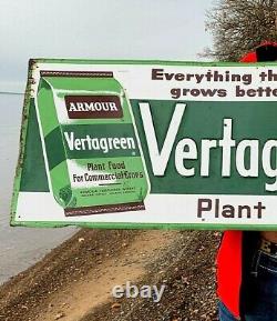 Vintage Rare Metal Vertagreen Plant Food Farm Greenhouse Sign 1954 18 by 36