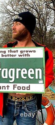 Vintage Rare Metal Vertagreen Plant Food Farm Greenhouse Sign 1954 18 by 36