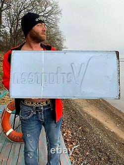 Vintage Rare Metal Vertagreen Plant Food Farm Greenhouse Sign 1954 18 by 36
