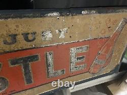 Vintage Rare Metal WHISTLE Bottle Orange Soda Sign GAS OIL COLA 54 x 18