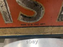 Vintage Rare Metal WHISTLE Bottle Orange Soda Sign GAS OIL COLA 54 x 18