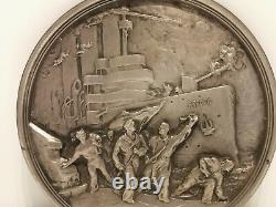 Vintage Rare Military Russia Metal Relief Wall Plaquefirst Shot Of Ship Aurora