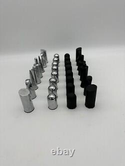 Vintage Rare Modern Metal Chess Pieces Preowned