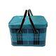 Vintage Rare Nesco Coolryte Insulated Metal Picnic Basket (teal Black Plaid)