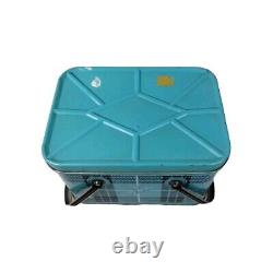 Vintage Rare NESCO Coolryte Insulated Metal Picnic Basket (Teal Black Plaid)