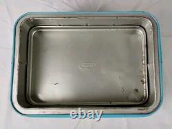 Vintage Rare NESCO Coolryte Insulated Metal Picnic Basket (Teal Black Plaid)