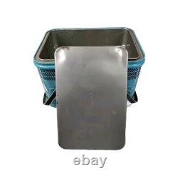 Vintage Rare NESCO Coolryte Insulated Metal Picnic Basket (Teal Black Plaid)