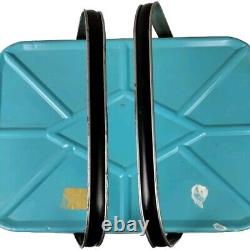 Vintage Rare NESCO Coolryte Insulated Metal Picnic Basket (Teal Black Plaid)