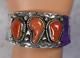 Vintage Rare Neal Paquin Jemez Navajo Coral Cuff Bracelet 61.8g