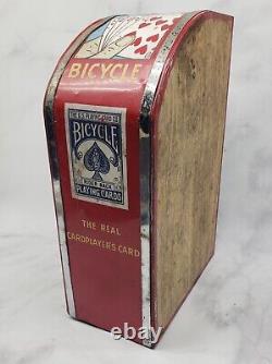 Vintage Rare Original Bicycle Playing Cards Metal Advertising Store Display