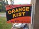 Vintage Rare Original Orange Kist 2-sided Metal Flange Sign Crush Advertising