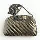 Vintage Rare Rodo Italy Metal Weave Evening Bag Gunmetal Tone With Chain Strap