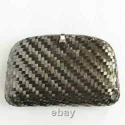 Vintage Rare RODO Italy Metal Weave Evening Bag Gunmetal Tone With Chain Strap