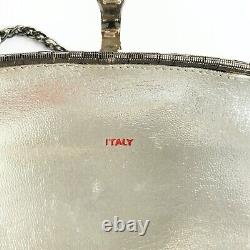 Vintage Rare RODO Italy Metal Weave Evening Bag Gunmetal Tone With Chain Strap