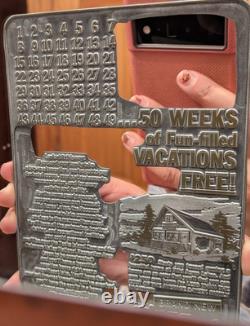 Vintage Rare Reverse Printed Metal Printing Plate Wild Acres Lakes Poconos PA