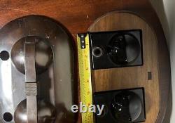 Vintage Rare Sengbusch Double Inkwell Set Nice Art Deco Wood & Metal Calligraphy