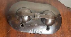 Vintage Rare Sengbusch Double Inkwell Set Nice Art Deco Wood & Metal Calligraphy