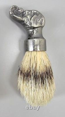 Vintage Rare Shaving Brush, Silvertip Badger with Handmade Metal Elephant Handle