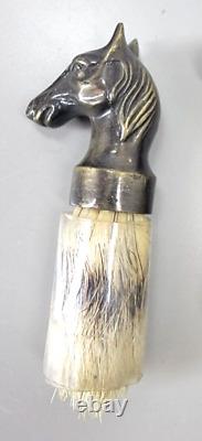 Vintage Rare Shaving Brush, Silvertip Badger with Handmade Metal Horse Handle