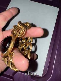 Vintage Rare Signed Isabel Canovas French Paris Gold Tone Bangle Bracelet 6 hj4