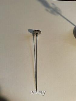 Vintage Rare Silver Metal Amethyst Oak leaves Stickpin Holder Plus Onyx Stickpin