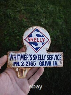 Vintage Rare Skelly Service Metal Topper Sign