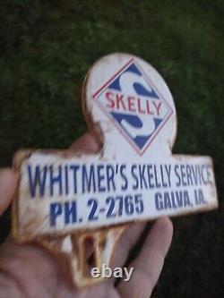 Vintage Rare Skelly Service Metal Topper Sign
