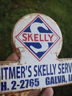 Vintage Rare Skelly Service Metal Topper Sign