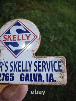 Vintage Rare Skelly Service Metal Topper Sign